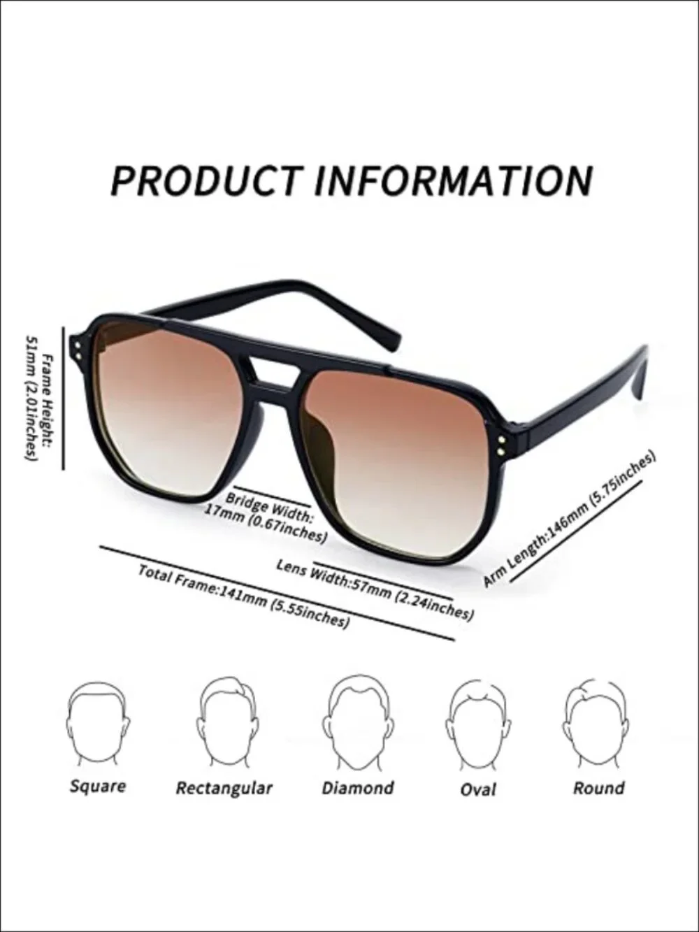 Retro Square Aviator Sunglasses UV400 Polarized Unisex 70s Vintage